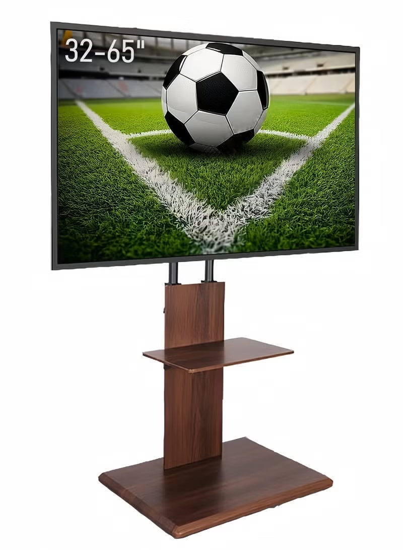 Fh Wood Grain Floor TV Stand with Storage Brackets for 32-62 inch OLED/LED/LCD Screen TV Brown - Image 1